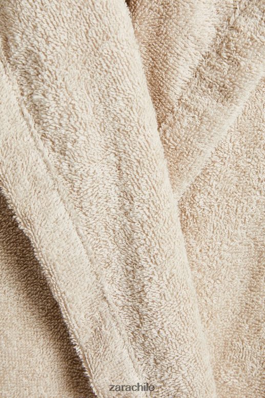 ropa cl Zara mujer albornoz de algodón con capucha arena JJ06N41743