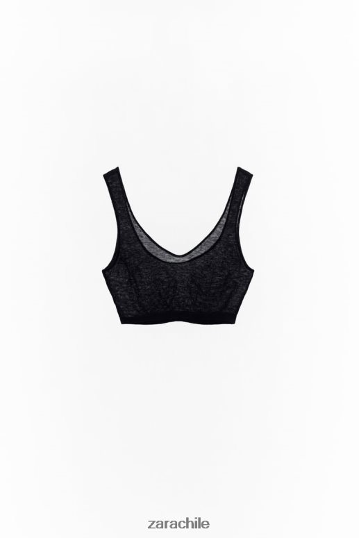 ropa cl Zara mujer bralette de lana negro JJ06N4836