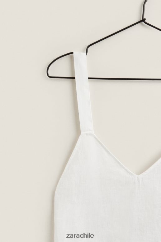 ropa cl Zara mujer camisón de lino con tiras crudo JJ06N41817