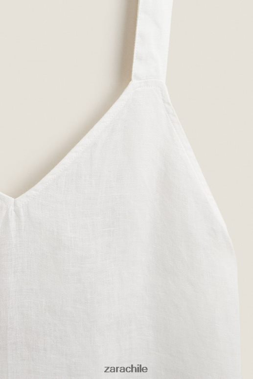 ropa cl Zara mujer camisón de lino con tiras crudo JJ06N41817
