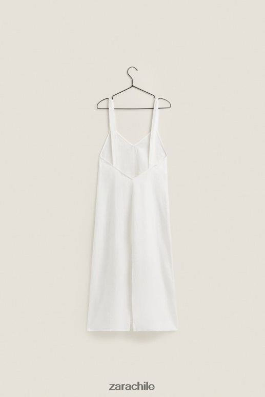 ropa cl Zara mujer camisón de lino con tiras crudo JJ06N41817