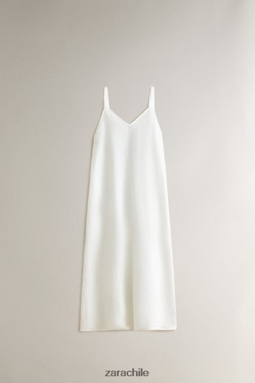 ropa cl Zara mujer camisón de lino con tiras crudo JJ06N41817