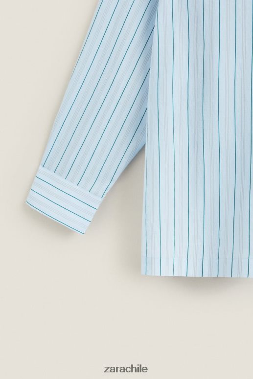 ropa cl Zara mujer camisa con rayas finas azul JJ06N41795