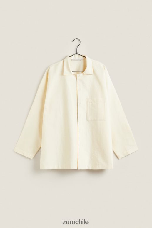 ropa cl Zara mujer camisa de color liso vainilla JJ06N41802