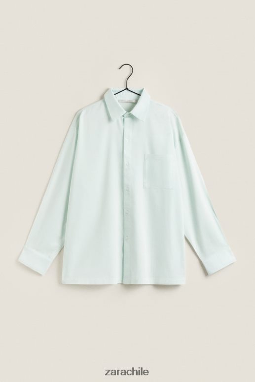 ropa cl Zara mujer camisa de color liso verde claro JJ06N41799