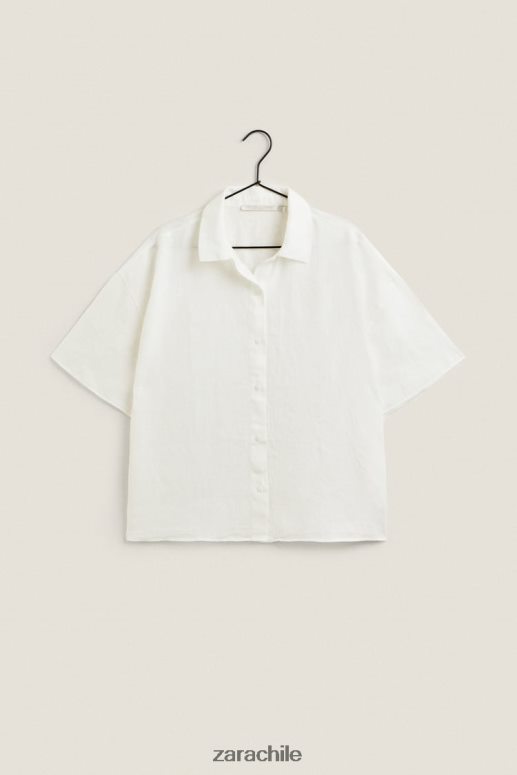 ropa cl Zara mujer camisa de lino crudo JJ06N41814