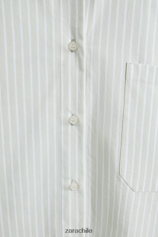 ropa cl Zara mujer camisa de rayas verde claro JJ06N41808