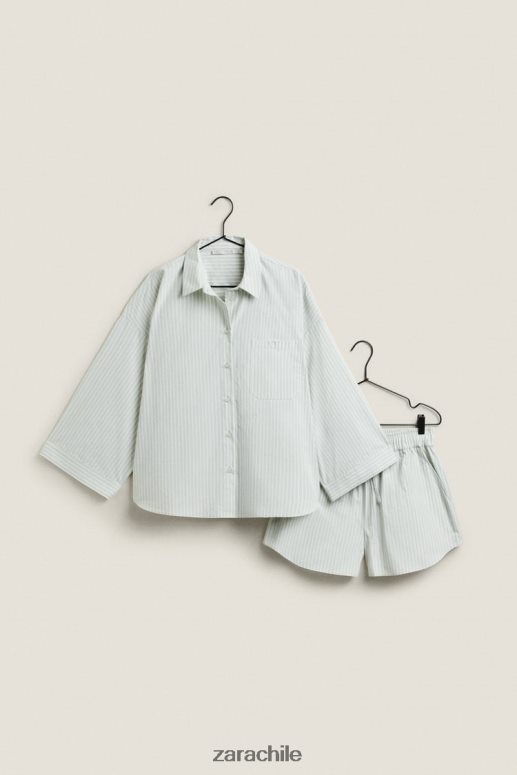 ropa cl Zara mujer camisa de rayas verde claro JJ06N41808