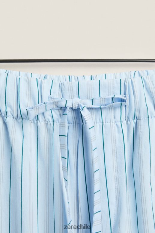 ropa cl Zara mujer pantalones con rayas finas azul JJ06N41796