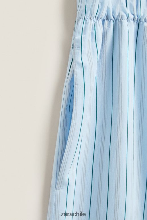 ropa cl Zara mujer pantalones con rayas finas azul JJ06N41796