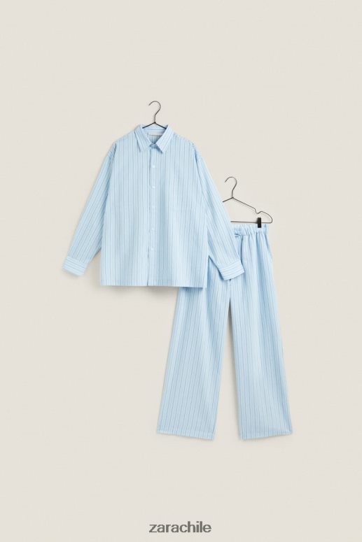 ropa cl Zara mujer pantalones con rayas finas azul JJ06N41796