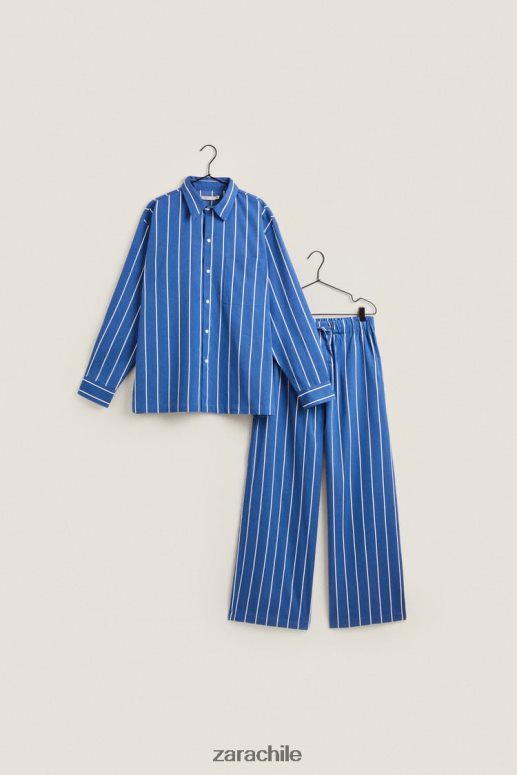 ropa cl Zara mujer pantalones con rayas verticales azul JJ06N41792