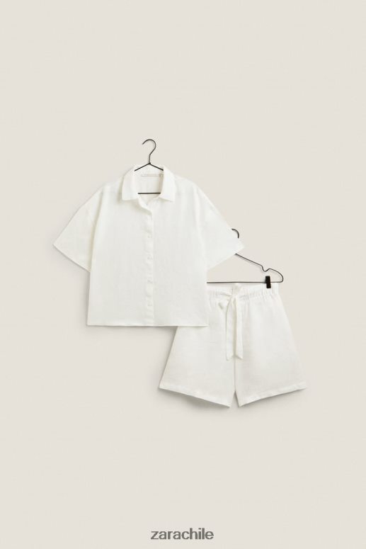 ropa cl Zara mujer pantalones cortos de lino crudo JJ06N41815