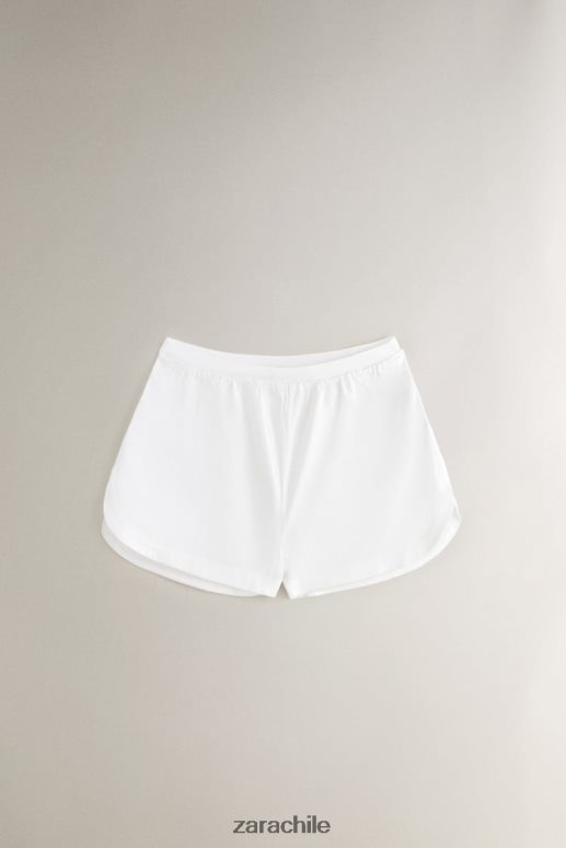 ropa cl Zara mujer pantalones cortos de tacto suave blanco JJ06N41811