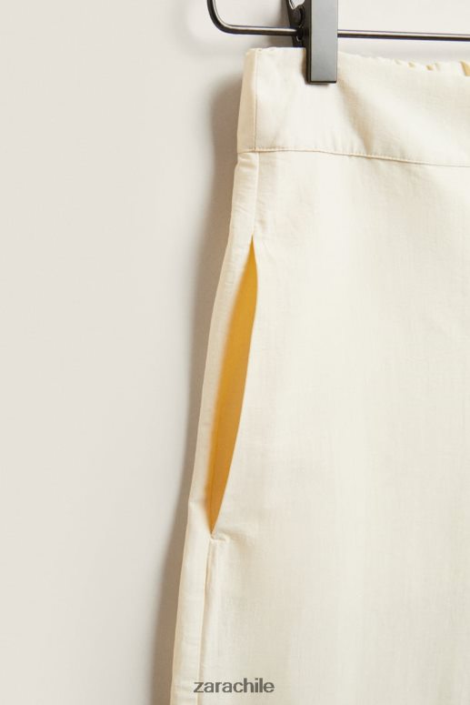 ropa cl Zara mujer pantalones de color liso vainilla JJ06N41803