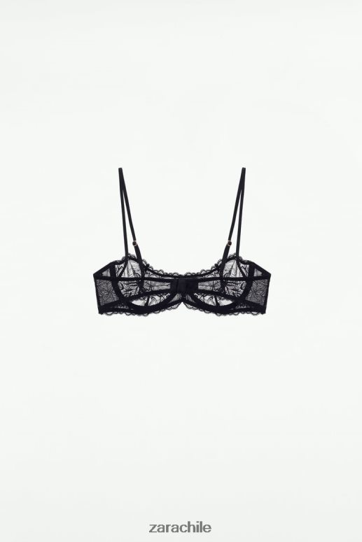 ropa cl Zara mujer sujetador de encaje con aros negro JJ06N4826