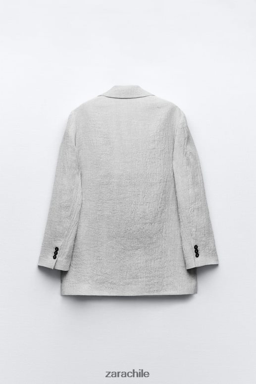 ropa cl Zara mujer blazer de lino con efecto arrugado marga gris JJ06N4912