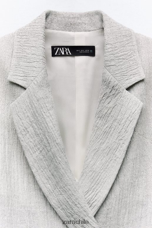 ropa cl Zara mujer blazer de lino con efecto arrugado marga gris JJ06N4912