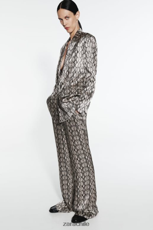ropa cl Zara mujer pantalones acampanados con estampado animal serpiente JJ06N4911