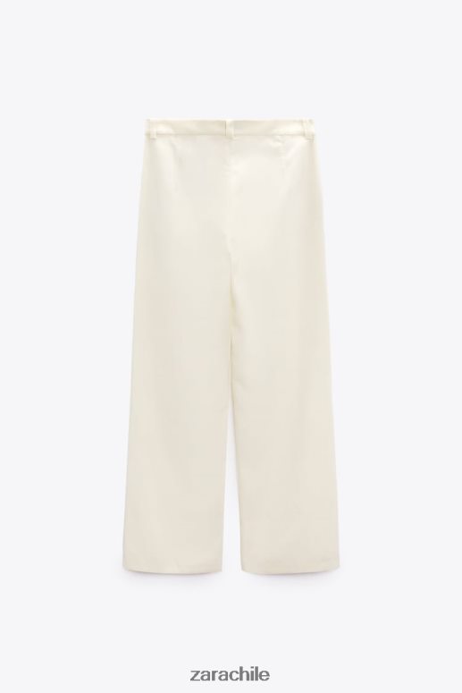 ropa cl Zara mujer pantalones acampanados en mezcla de lino vainilla JJ06N4893