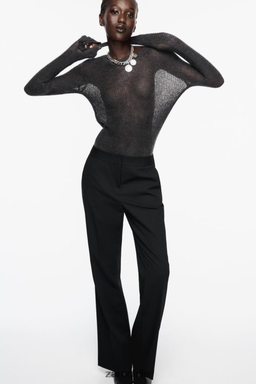 ropa cl Zara mujer pantalones acampanados largos negro JJ06N4880