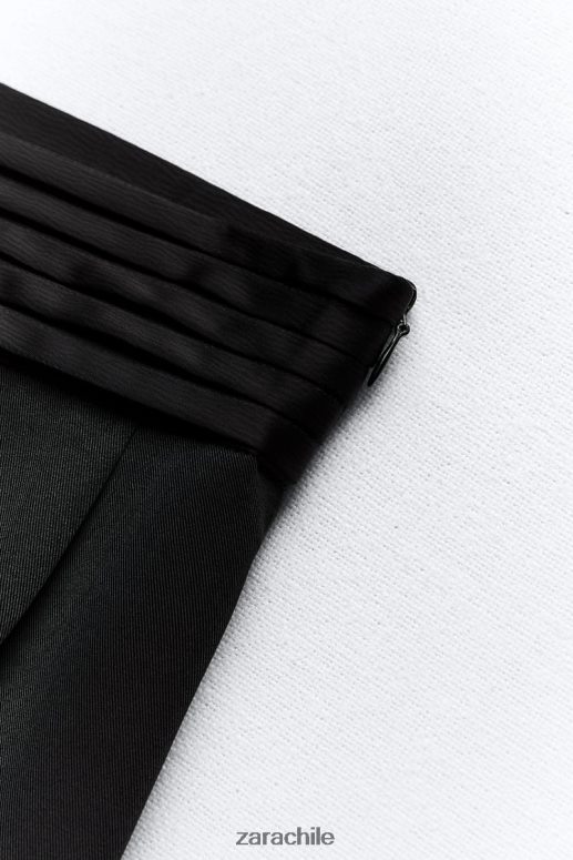 ropa cl Zara mujer pantalones anchos con cintura con efecto satinado negro JJ06N4895