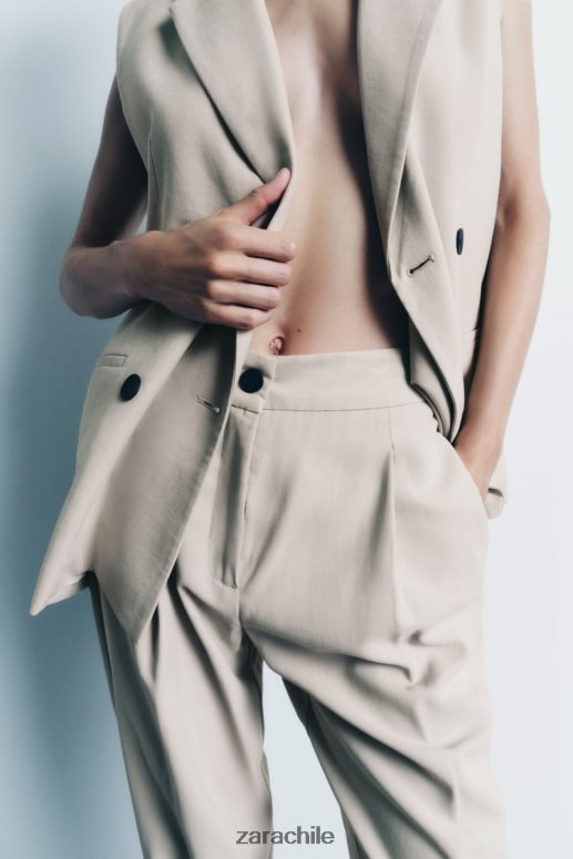 ropa cl Zara mujer pantalones cónicos arena JJ06N4903