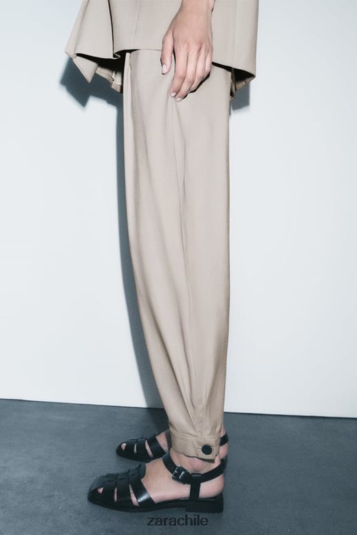 ropa cl Zara mujer pantalones cónicos arena JJ06N4903