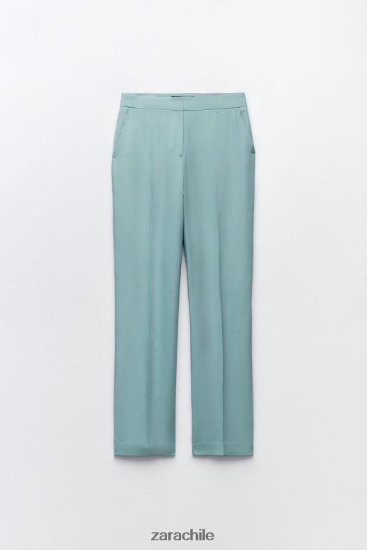 ropa cl Zara mujer pantalones de pierna recta acero azul JJ06N4890