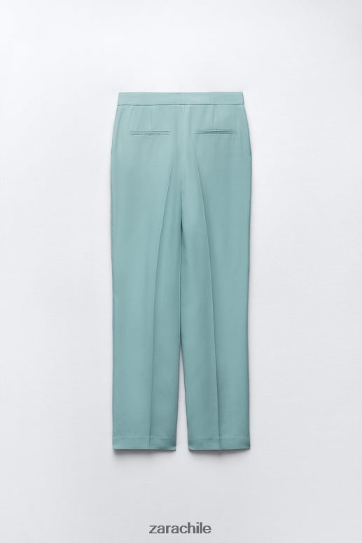 ropa cl Zara mujer pantalones de pierna recta acero azul JJ06N4890