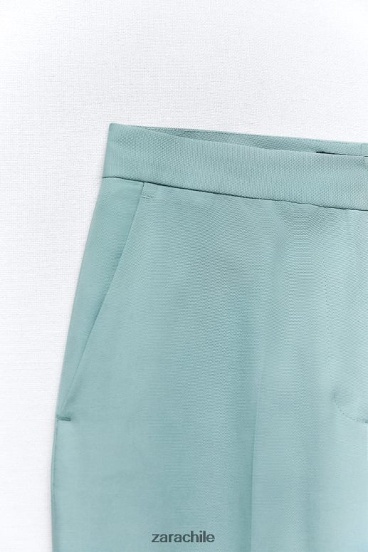 ropa cl Zara mujer pantalones de pierna recta acero azul JJ06N4890