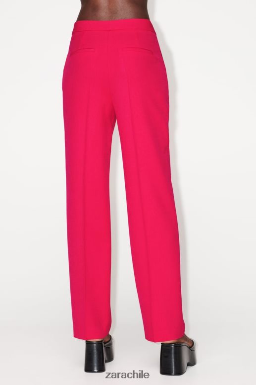 ropa cl Zara mujer pantalones de pierna recta fucsia JJ06N4901