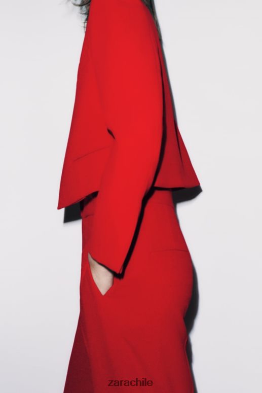 ropa cl Zara mujer pantalones de talle alto y corte recto rojo brillante JJ06N4888