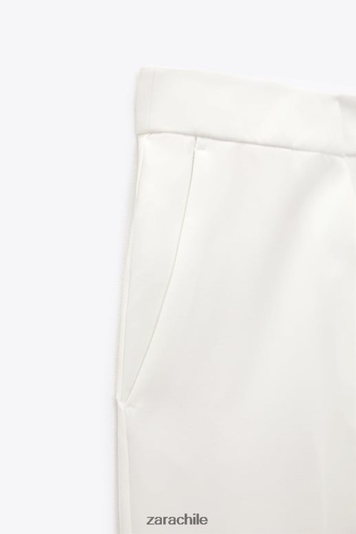 ropa cl Zara mujer pantalones rectos con puños vueltos crudo JJ06N4898