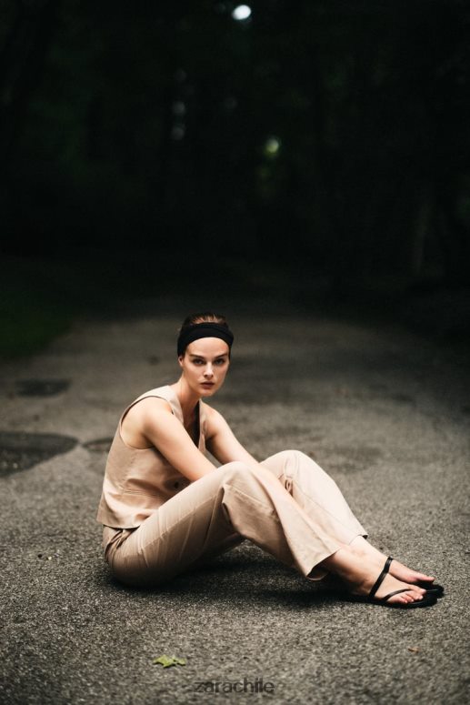 ropa cl Zara mujer pantalones rectos de mezcla de lino arena JJ06N4887