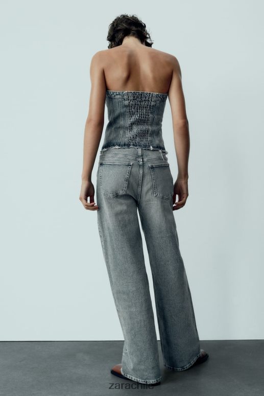 ropa cl Zara mujer mono vaquero sin tirantes trf Azul marino JJ06N4246