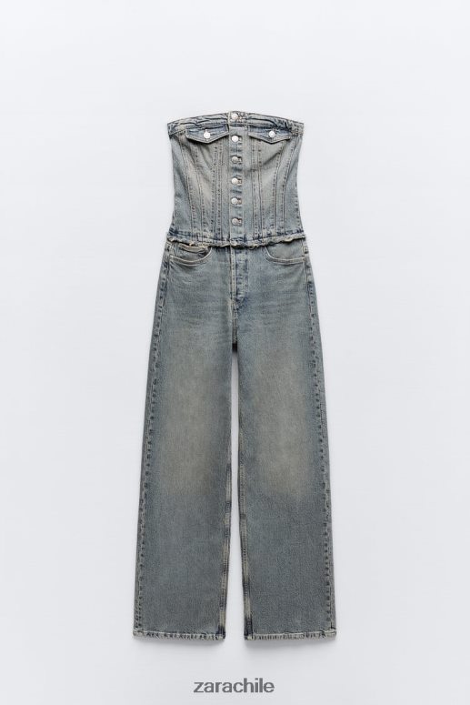 ropa cl Zara mujer mono vaquero sin tirantes trf Azul marino JJ06N4246