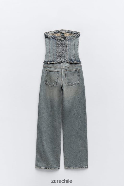 ropa cl Zara mujer mono vaquero sin tirantes trf Azul marino JJ06N4246