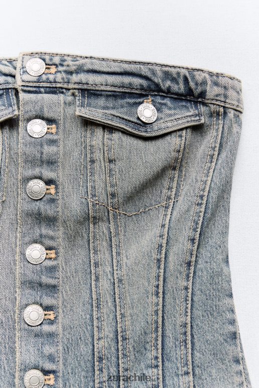 ropa cl Zara mujer mono vaquero sin tirantes trf Azul marino JJ06N4246