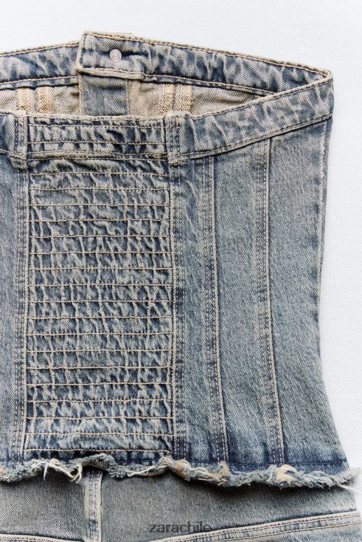 ropa cl Zara mujer mono vaquero sin tirantes trf Azul marino JJ06N4246