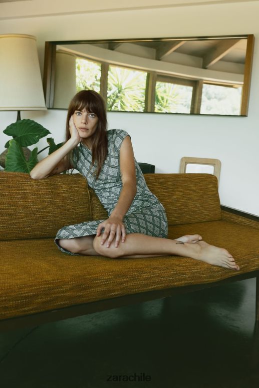 ropa cl Zara mujer vestido ajustado de jacquard verduras JJ06N4231