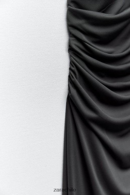 ropa cl Zara mujer vestido asimétrico drapeado gris antracita JJ06N4243