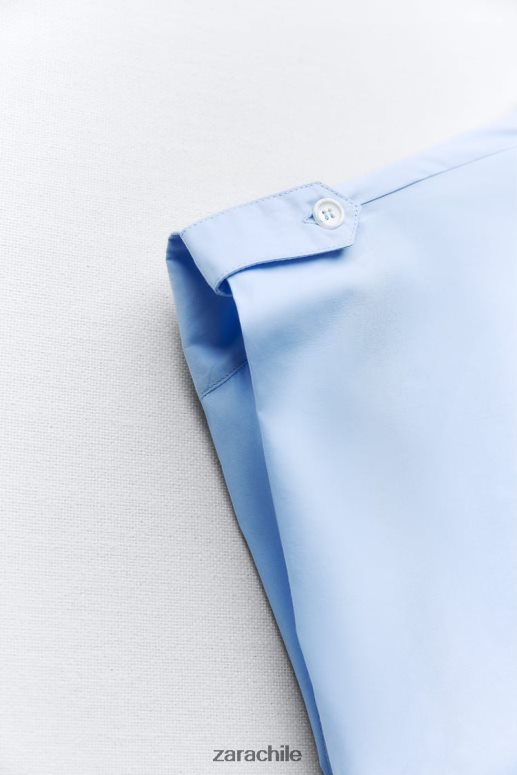 ropa cl Zara mujer vestido camisero de popelina cielo azul JJ06N4238