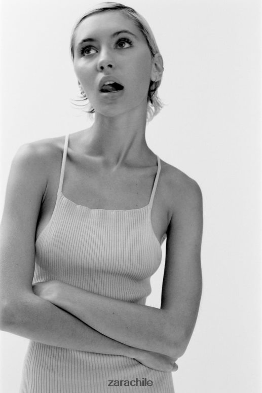 ropa cl Zara mujer vestido de punto de canalé beige JJ06N4229