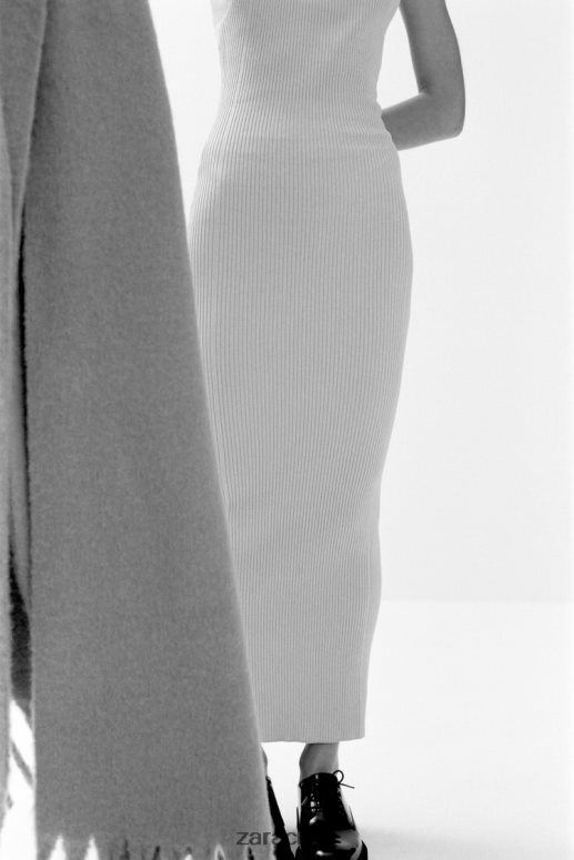 ropa cl Zara mujer vestido de punto de canalé beige JJ06N4229