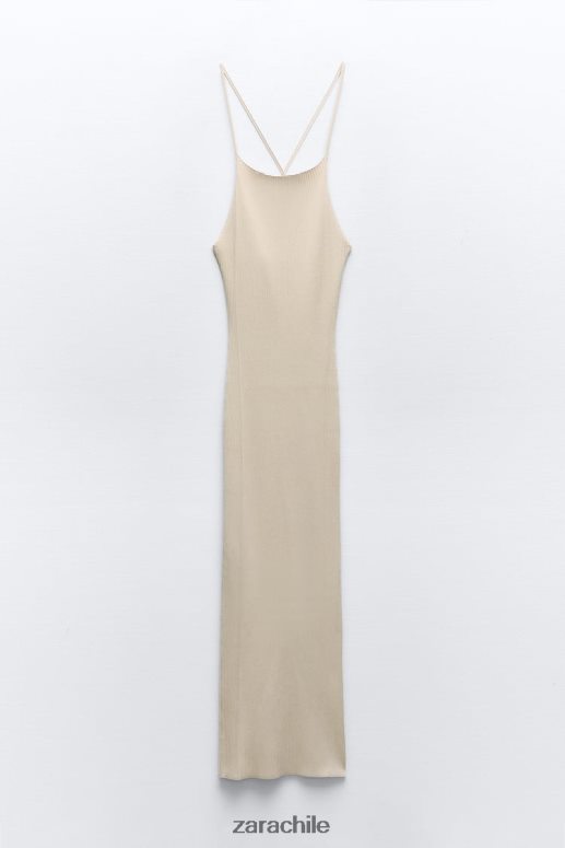ropa cl Zara mujer vestido de punto de canalé beige JJ06N4229
