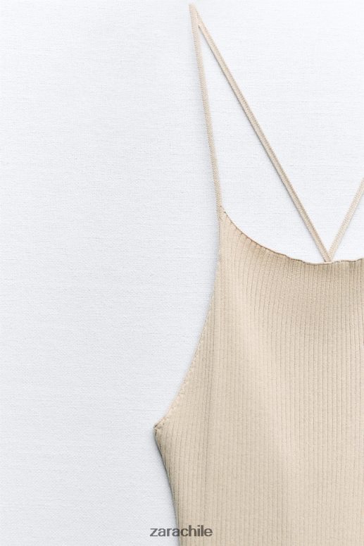 ropa cl Zara mujer vestido de punto de canalé beige JJ06N4229