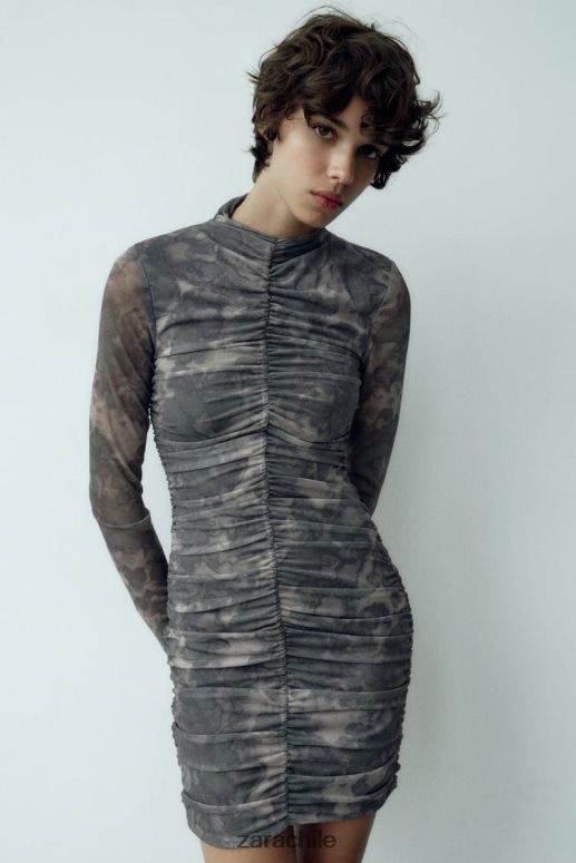 ropa cl Zara mujer vestido de tul estampado verduras JJ06N4245