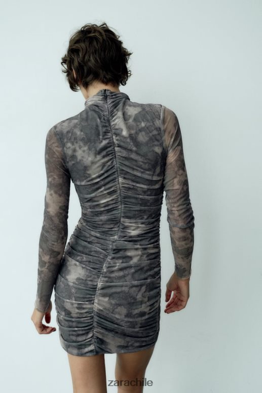 ropa cl Zara mujer vestido de tul estampado verduras JJ06N4245