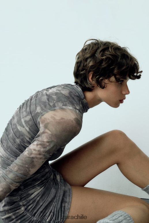 ropa cl Zara mujer vestido de tul estampado verduras JJ06N4245